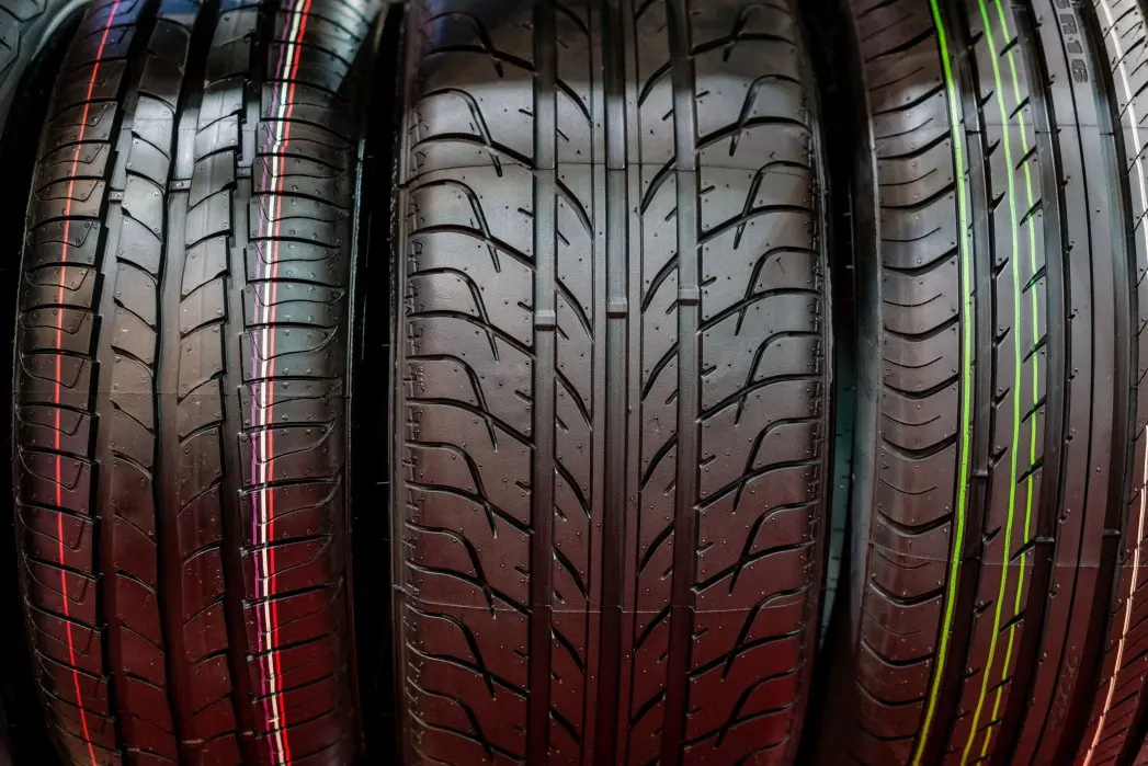 Stack of new car tyres at MVM Garage Bridlington