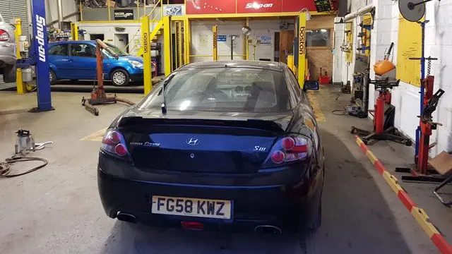 Hyundai coupe in the workshop at MVM Garage Bridlington